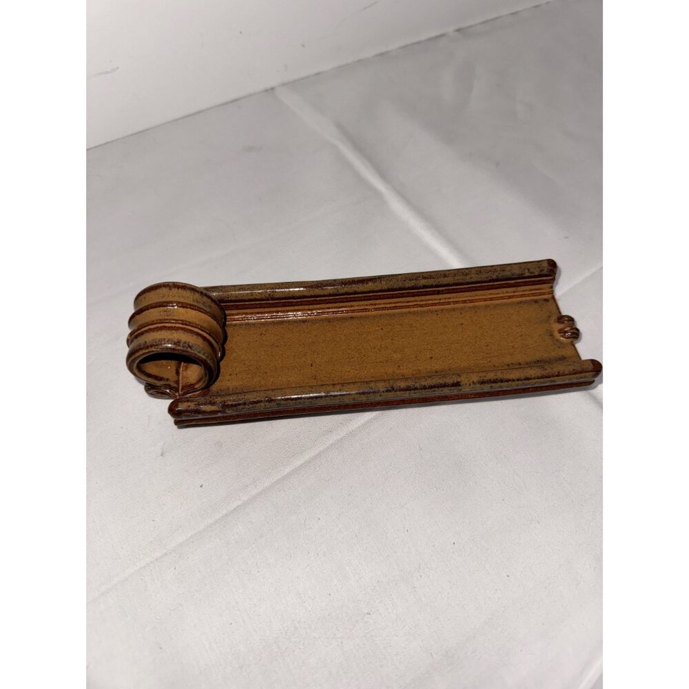 Vintage Ceramic Incense Holder With Scroll Design studio art pottery handmade ru - Picture 2 of 8